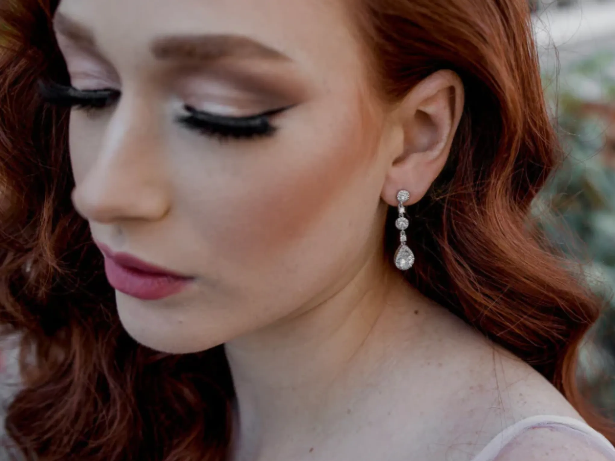 Lydia - Long Bridal Crystal Drop Earrings