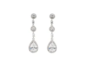 Lydia - Long Bridal Crystal Drop Earrings