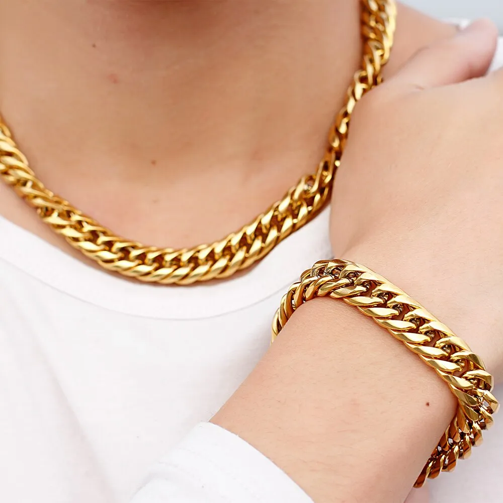 Mens Bracelets Gold Plated Chain Necklace For Men