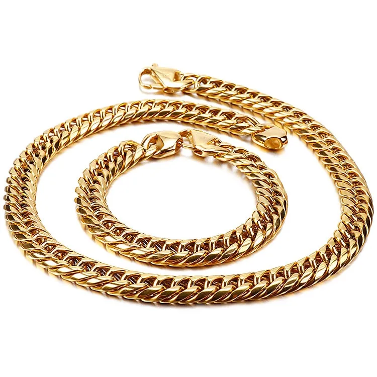 Mens Bracelets Gold Plated Chain Necklace For Men