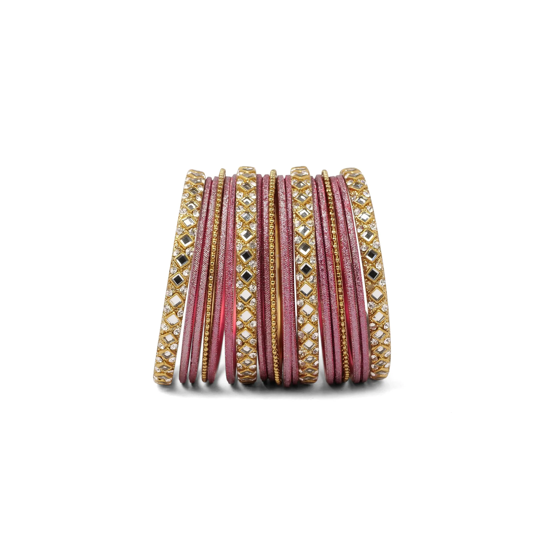 Mirror Shimmer Bangle Set in Pink