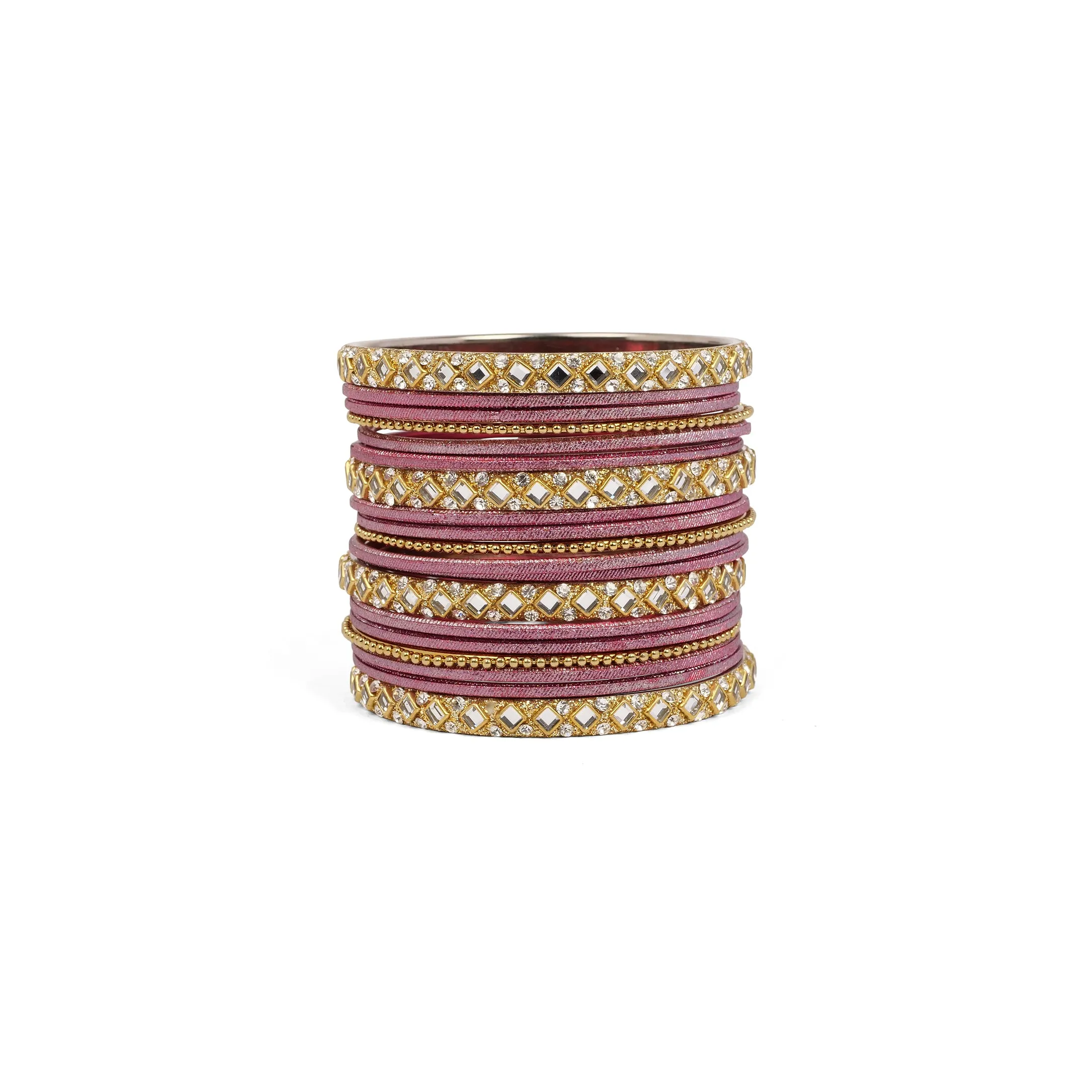 Mirror Shimmer Bangle Set in Pink