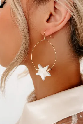My Lucky Star Hoop Earrings (Gold/White)