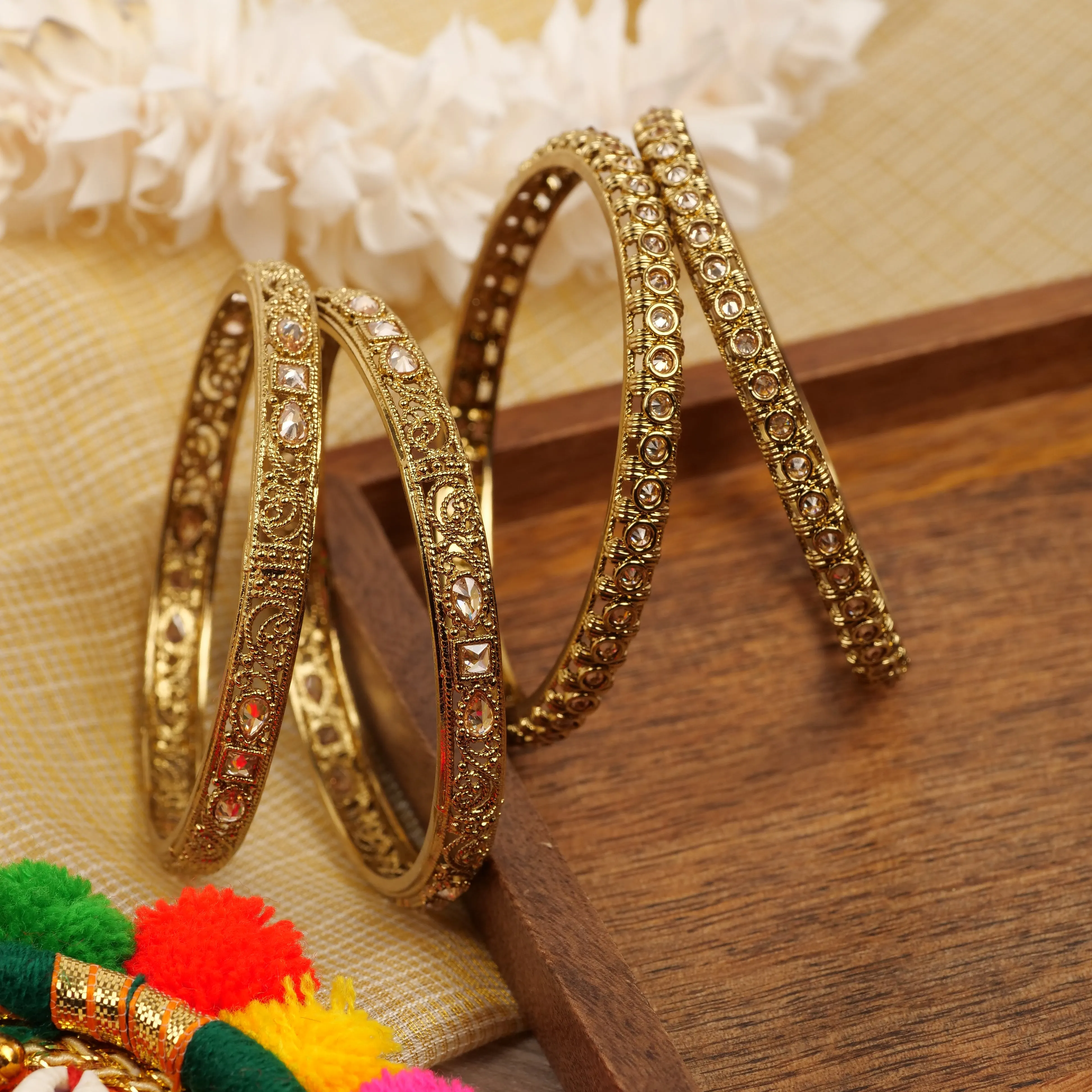 Naavi Classic Bangles in Antique Gold