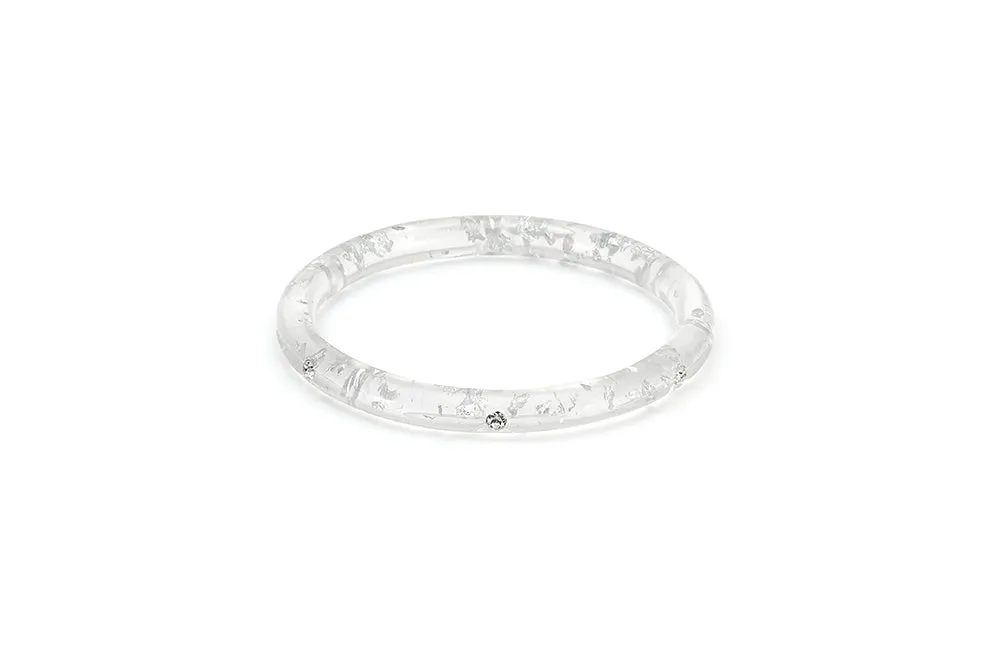 Narrow Silver Foil Starburst Maiden Bangle
