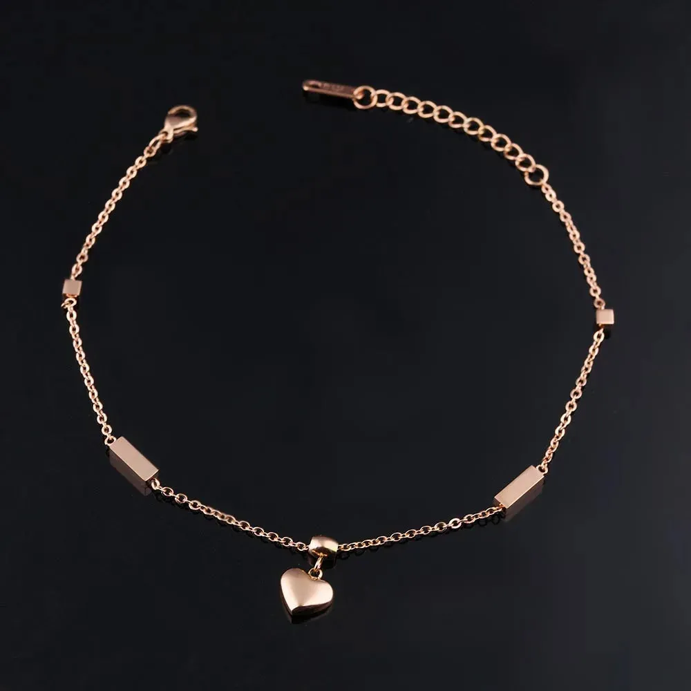 New Heart & Cube Charm Anklets For Women