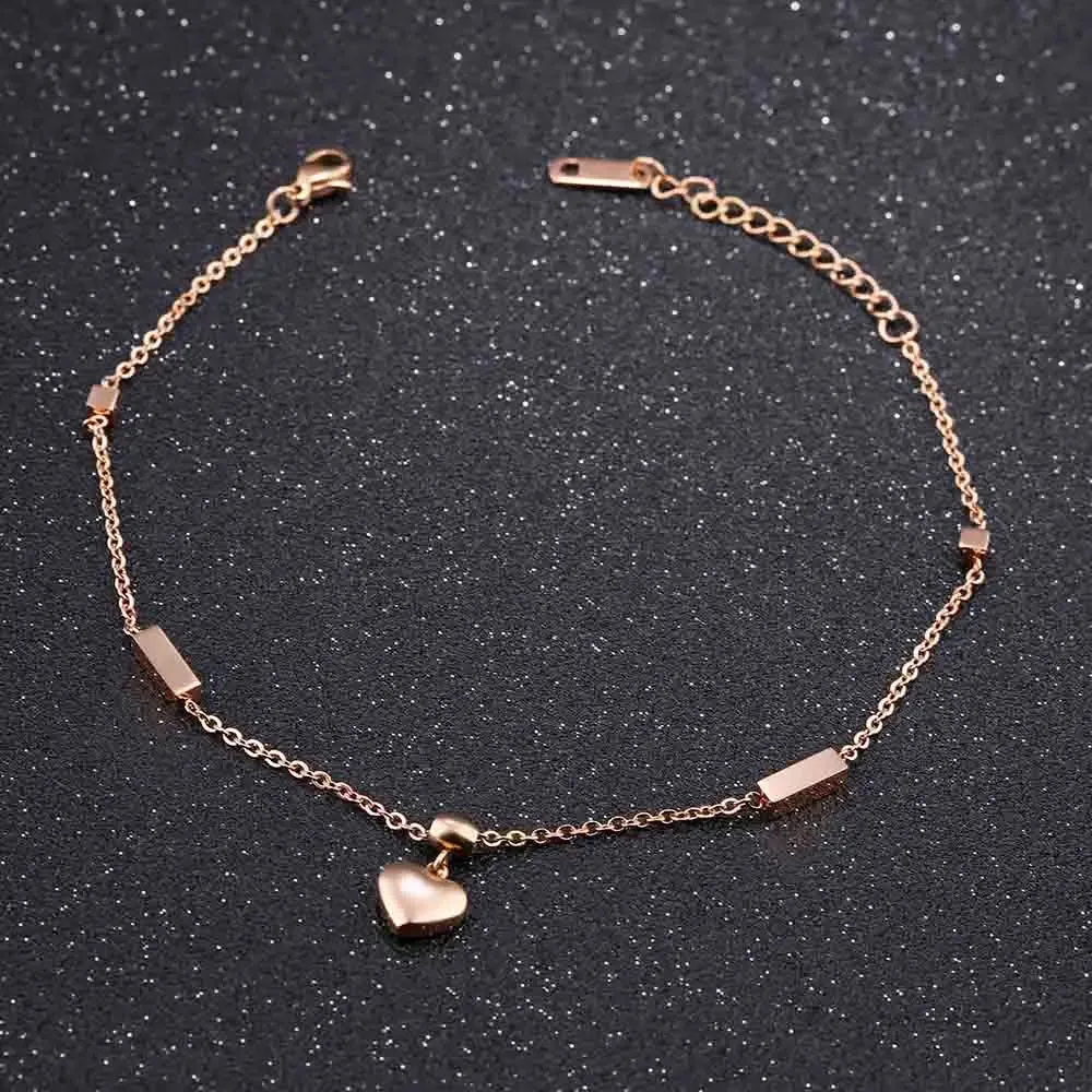 New Heart & Cube Charm Anklets For Women