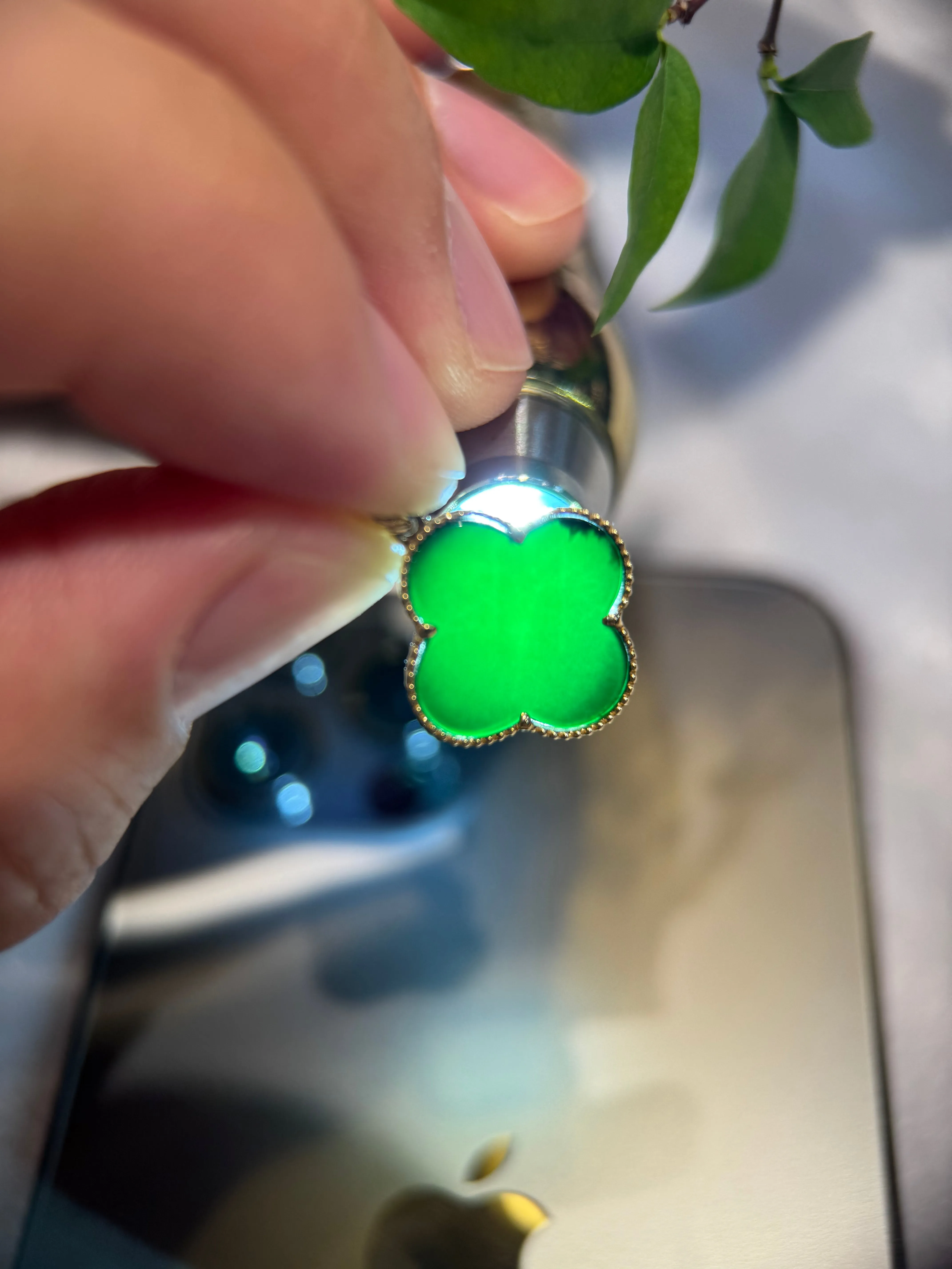 Omphacite Clover Leaf Pendant (P147)