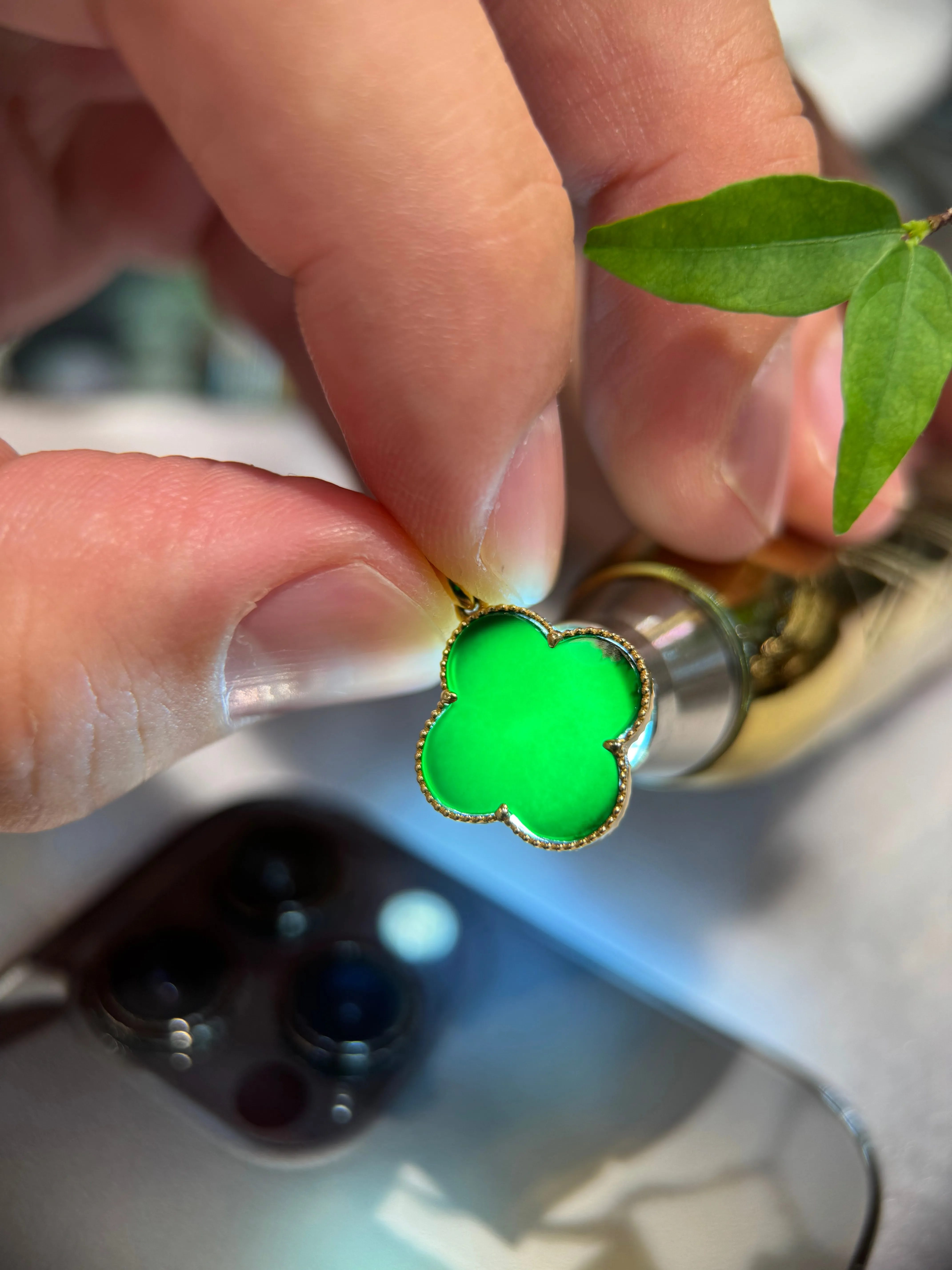 Omphacite Clover Leaf Pendant (P147)