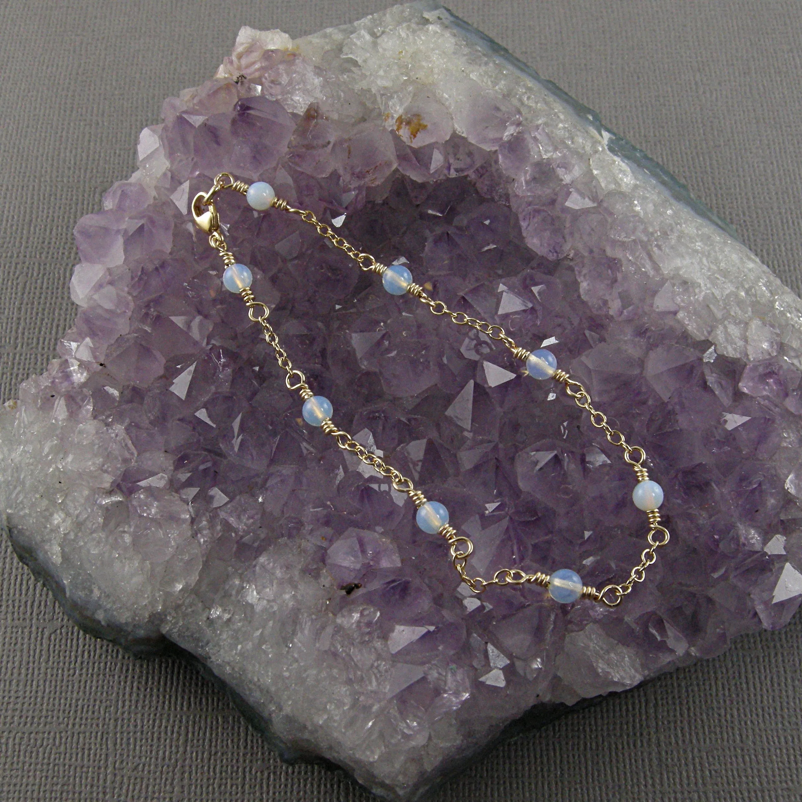 Opal Anklet, Gold Chain Opal Anklet