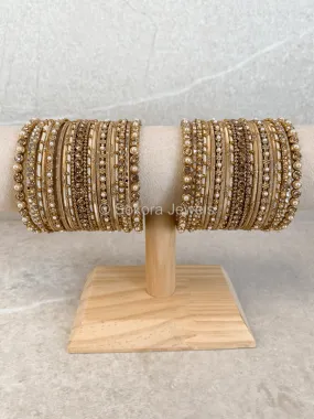 Pav Midi Pearly Bangle Set - Golden