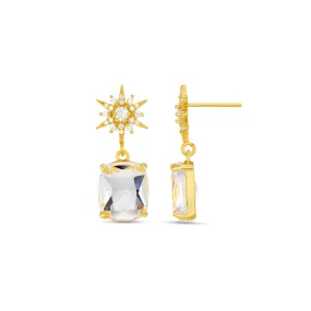 Pave Starburst & Crystal Drop Earrings