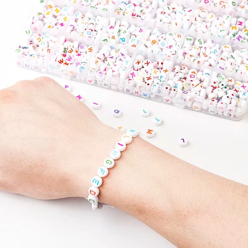 Poppy Crafts Alphabet Bead Kit #3 - White & Rainbow
