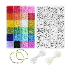 Poppy Crafts Alphabet Bead Kit #5 - Black & White   Colourful Glass Beads