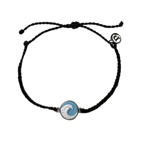 PuraVida, Silver Wave Cameo Charm Bracelet, Black