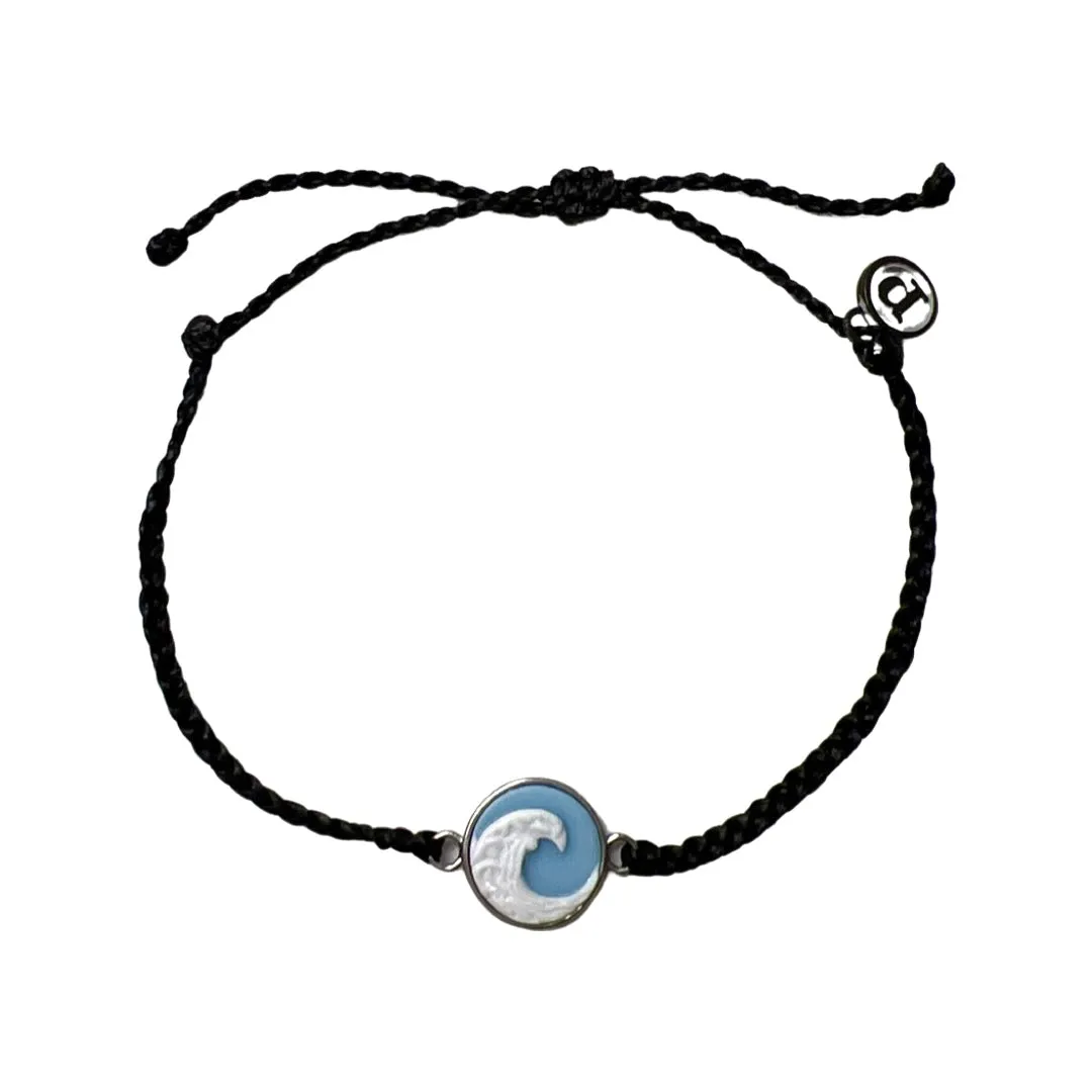 PuraVida, Silver Wave Cameo Charm Bracelet, Black