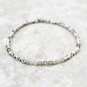 "Balance and Good Luck" Dalmatian Jasper and Labradorite Anklet