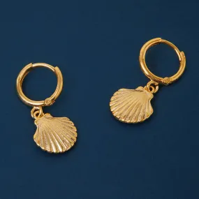 Real Gold Plated  Shell Hoop Earrings