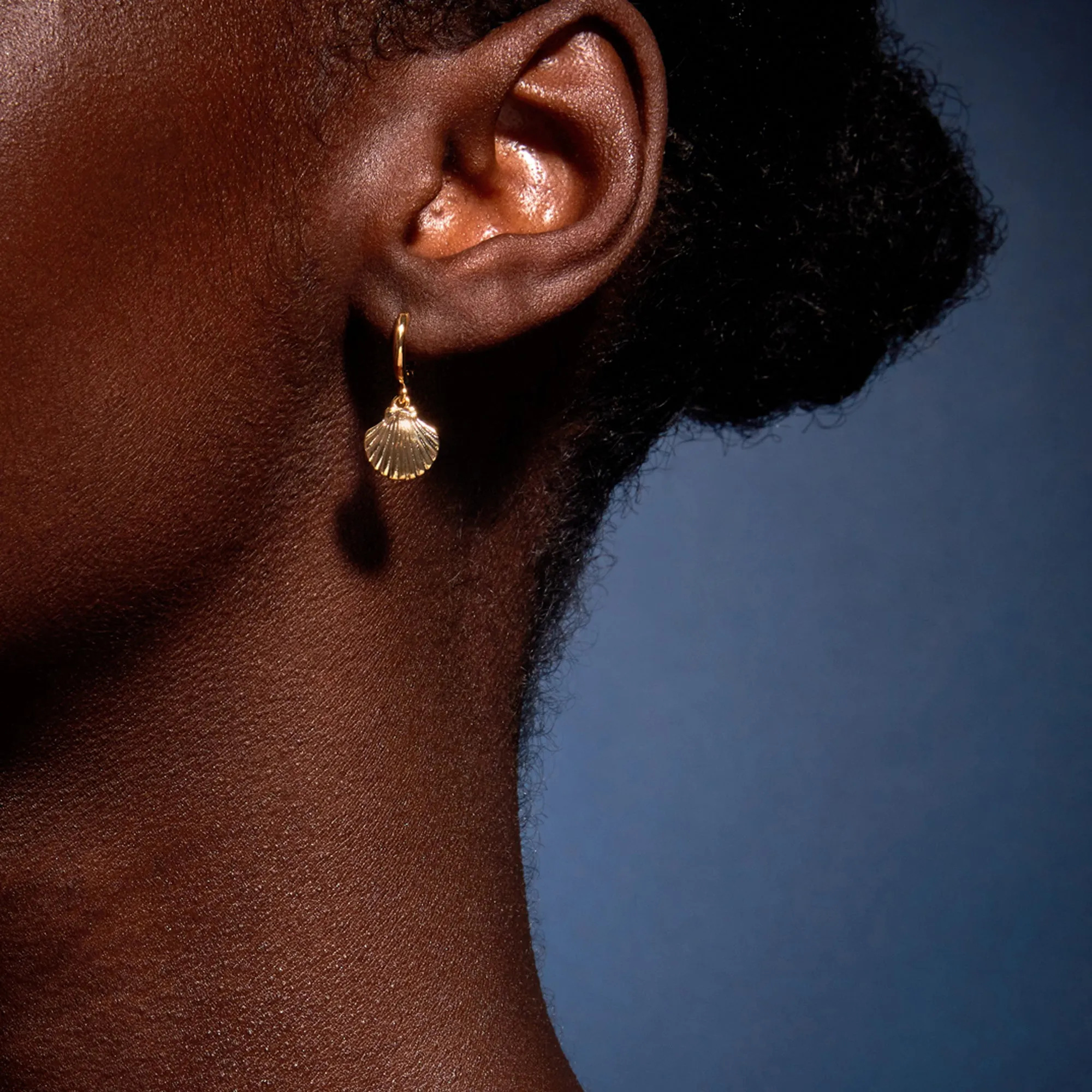 Real Gold Plated  Shell Hoop Earrings