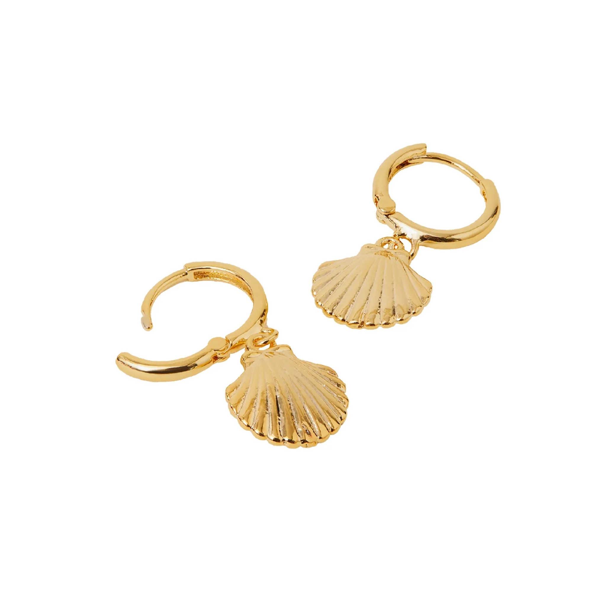 Real Gold Plated  Shell Hoop Earrings