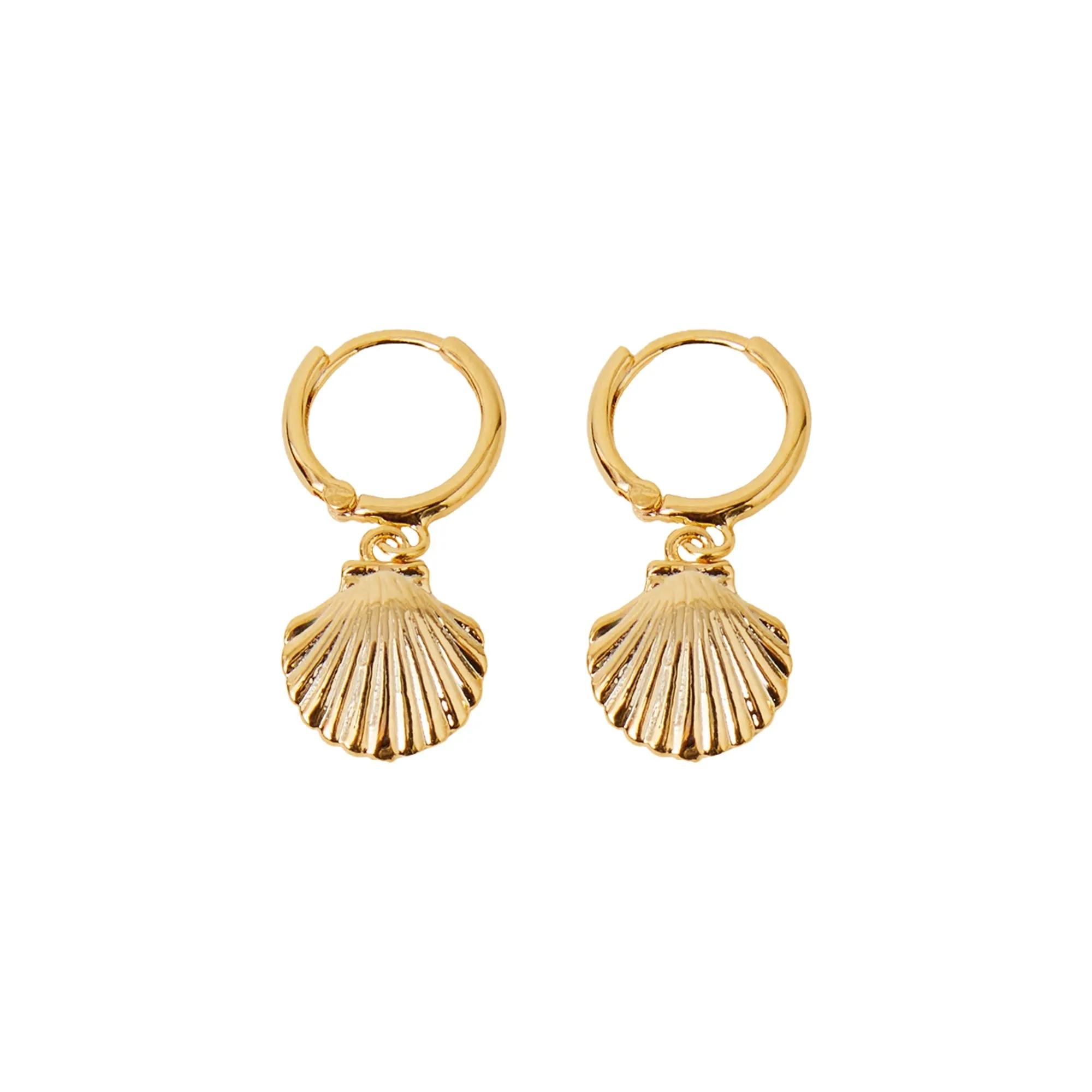 Real Gold Plated  Shell Hoop Earrings