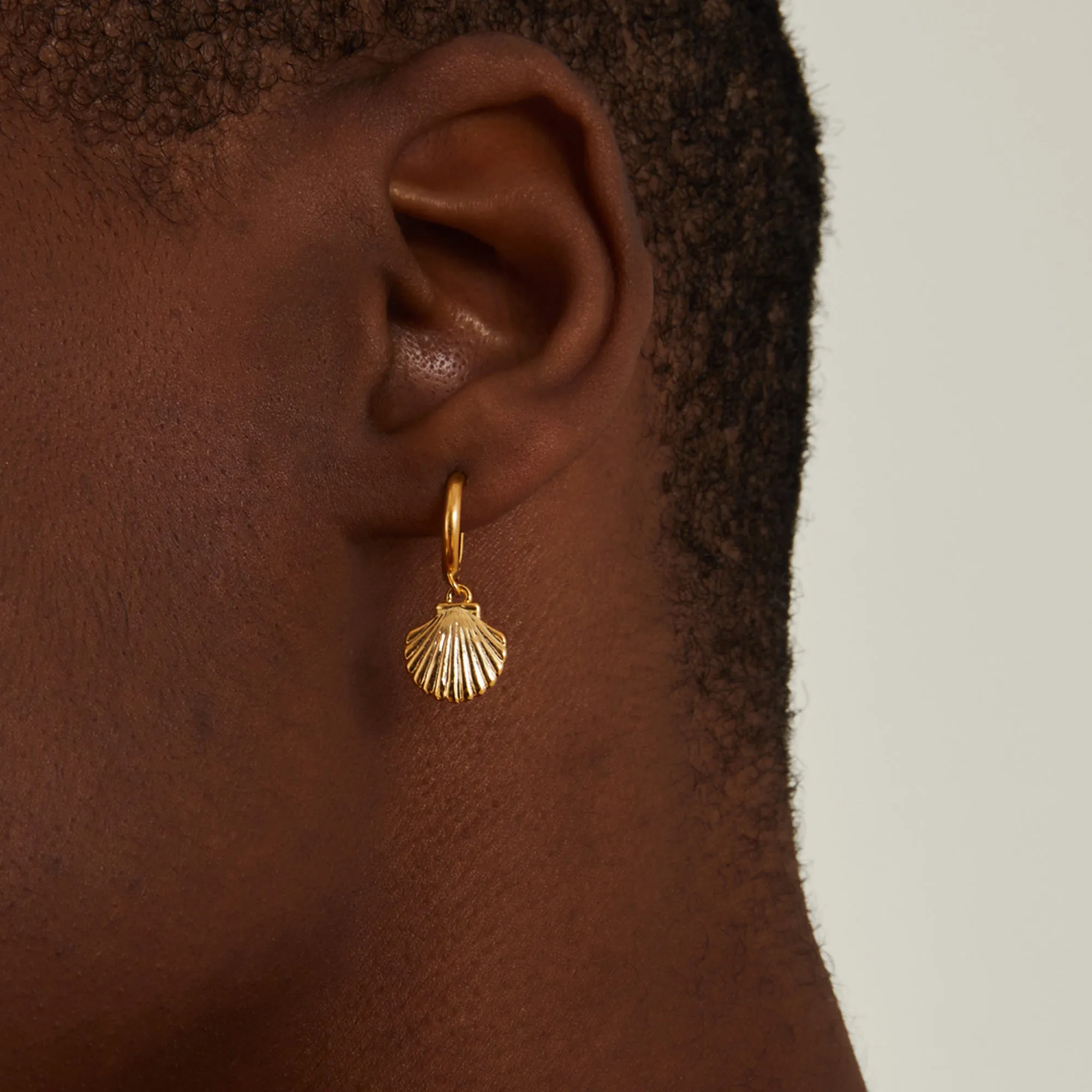 Real Gold Plated  Shell Hoop Earrings