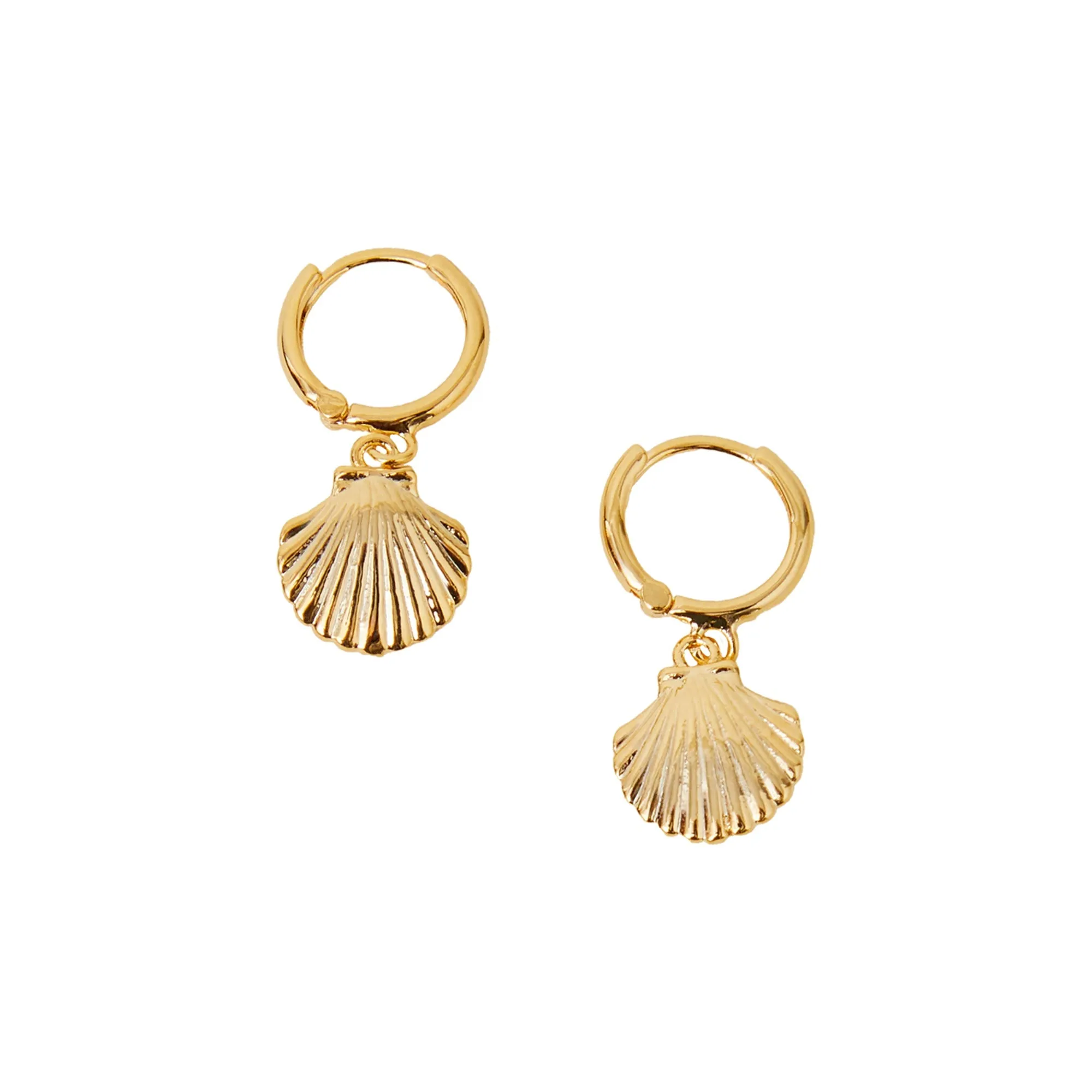 Real Gold Plated  Shell Hoop Earrings