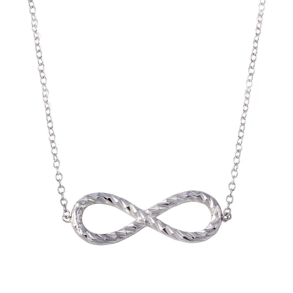 Rhodium Plated 925 Sterling Silver Rope Infinity Necklaces - STP01735