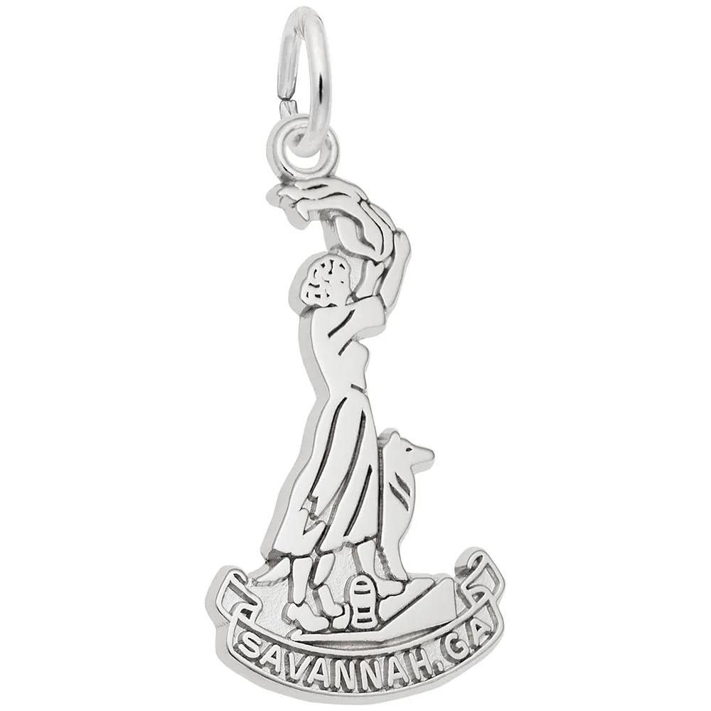 Savannah Waving Girl Charm In Sterling Silver