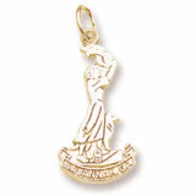 Savannah Waving Girl Charm in Yellow Gold Plated