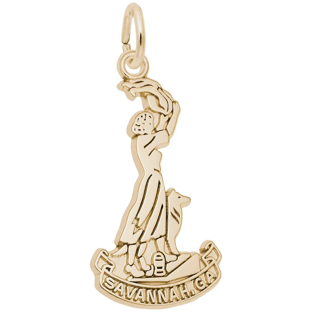 Savannah Waving Girl Charm in Yellow Gold Plated