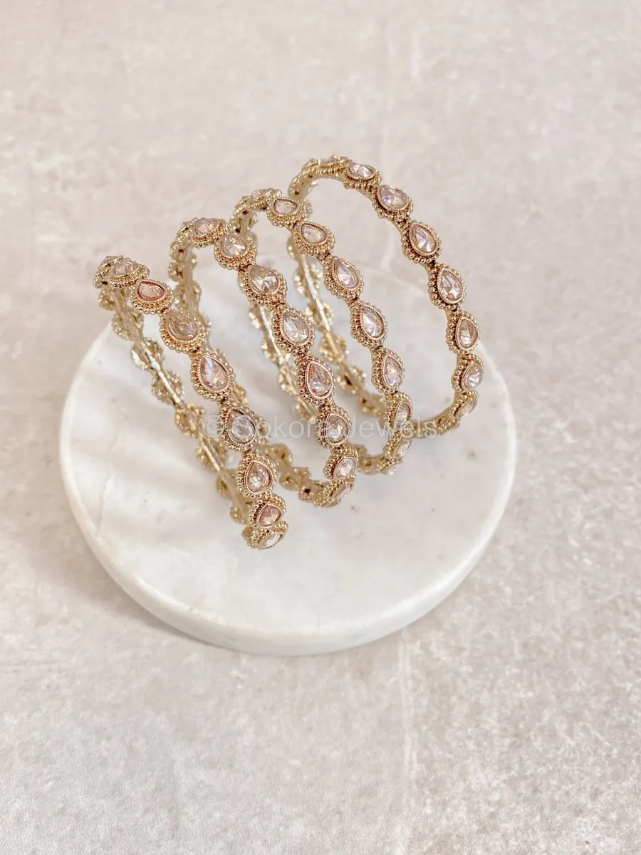 Set of 4 Baani Teardrop Bangles - Champagne
