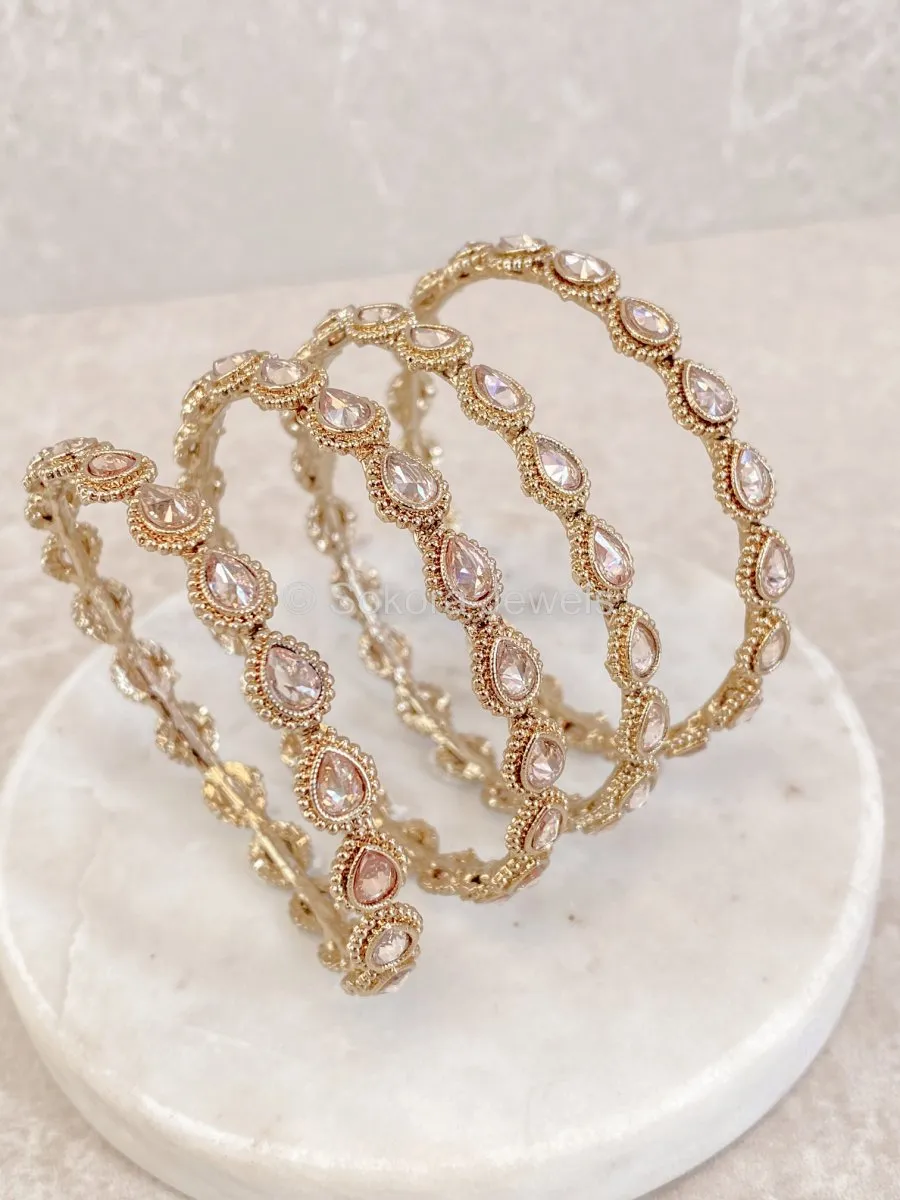Set of 4 Baani Teardrop Bangles - Champagne