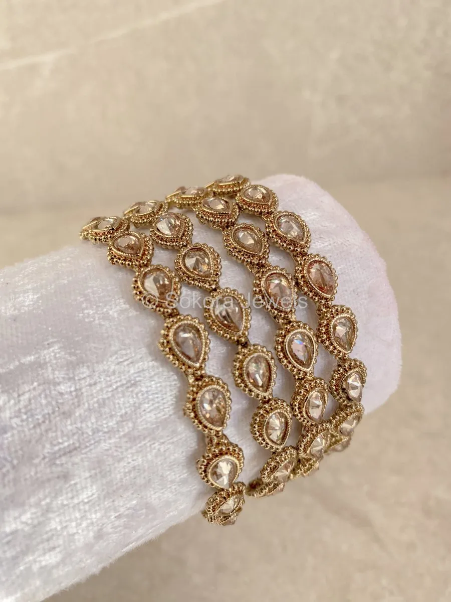 Set of 4 Baani Teardrop Bangles - Champagne