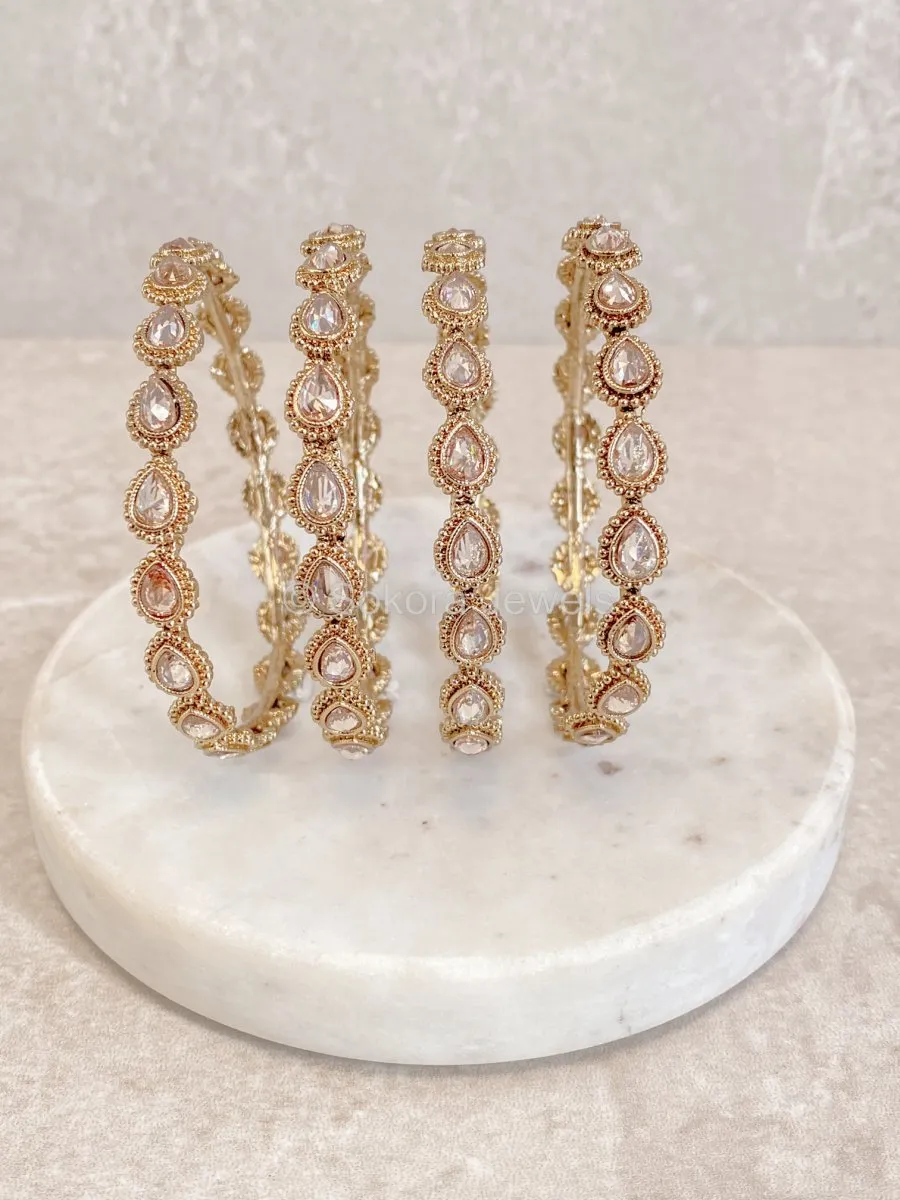 Set of 4 Baani Teardrop Bangles - Champagne