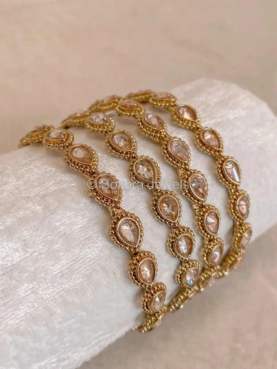Set of 4 Baani Teardrop Bangles - Champagne