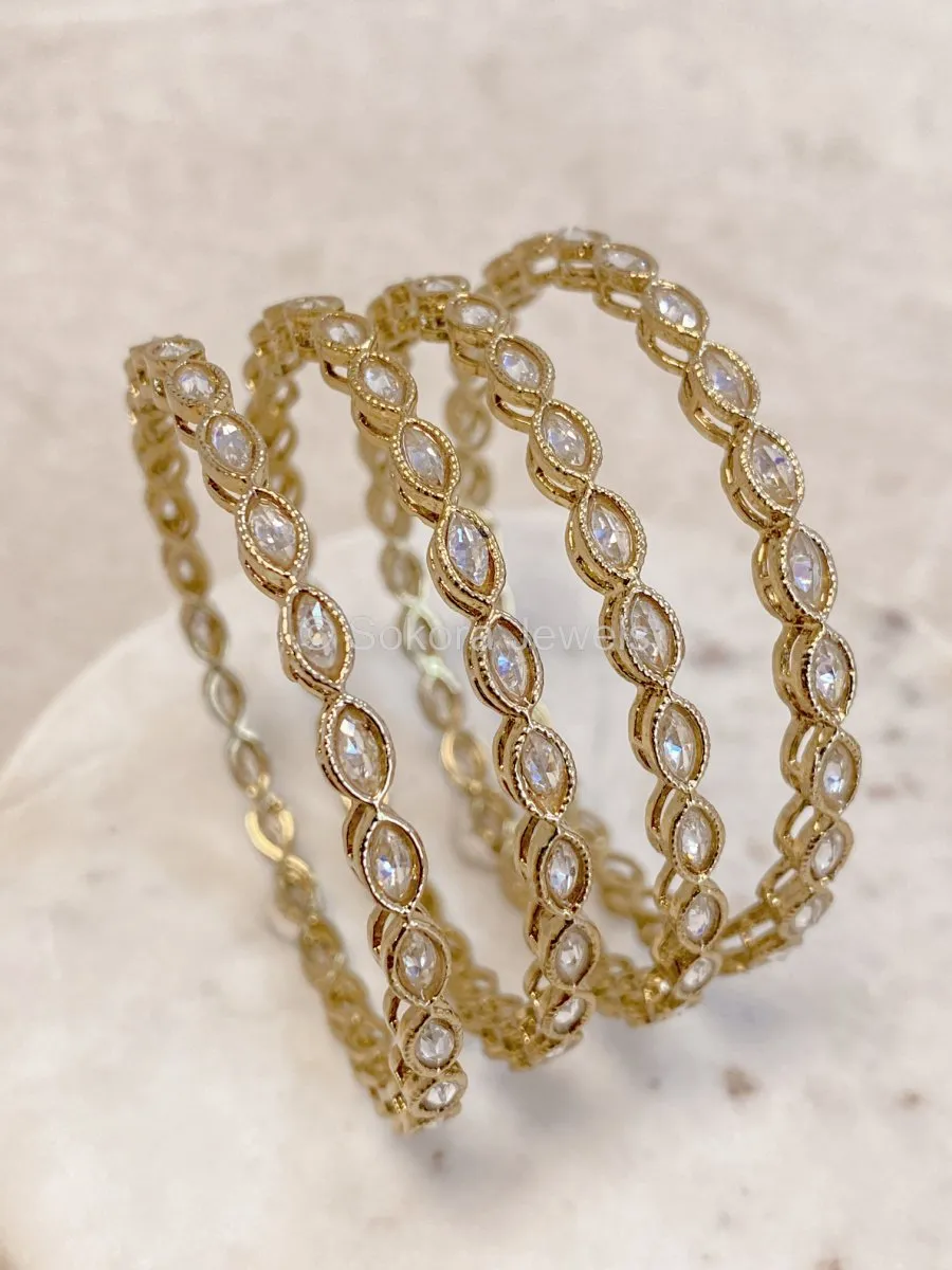 Set of 4 Clear Crystal Bangles