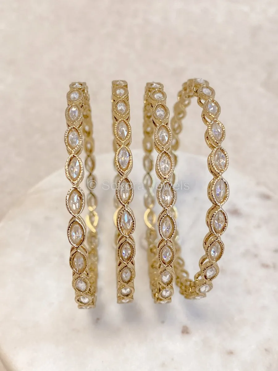 Set of 4 Clear Crystal Bangles
