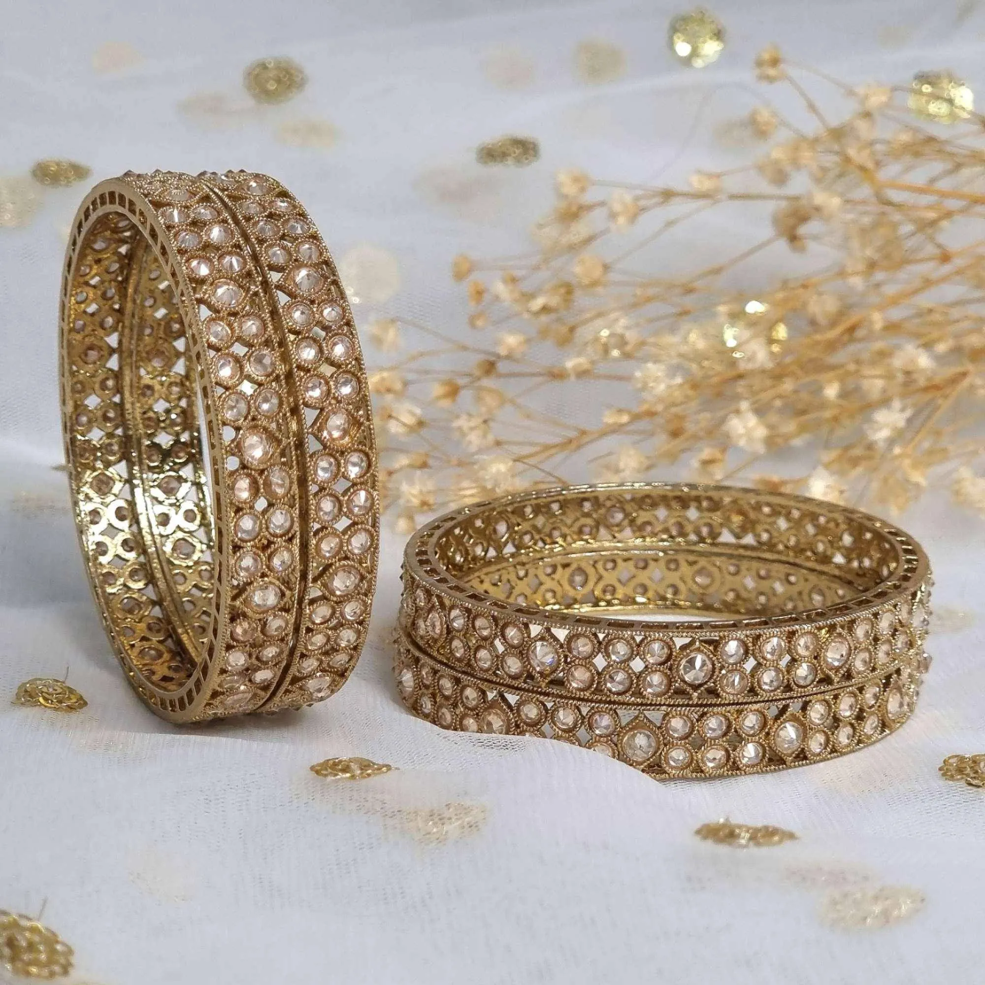 Set of 4 Polki Indian Bangles