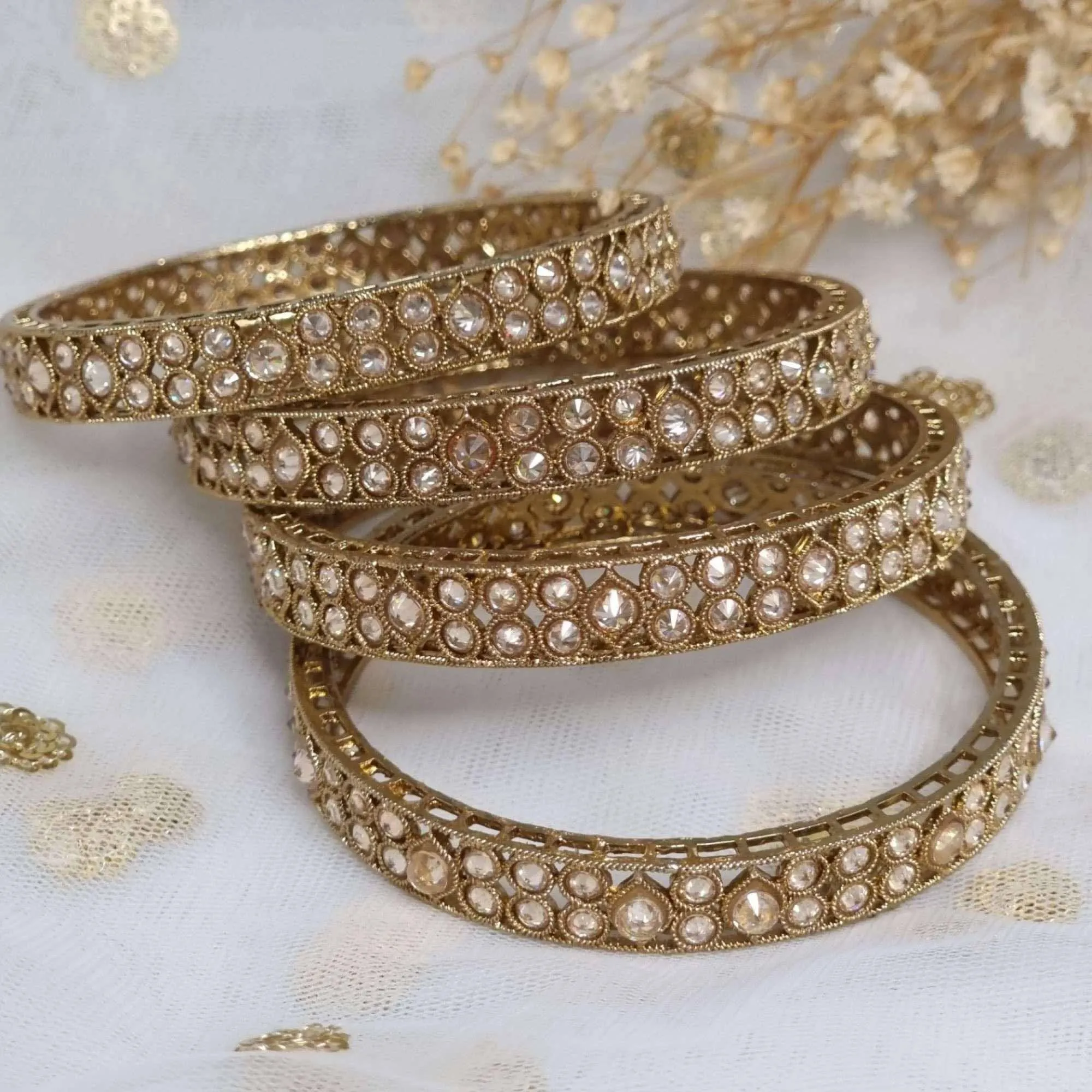 Set of 4 Polki Indian Bangles