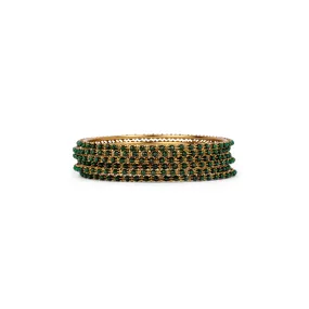 Set of 6 Dark Green Crystal Beaded Bangles