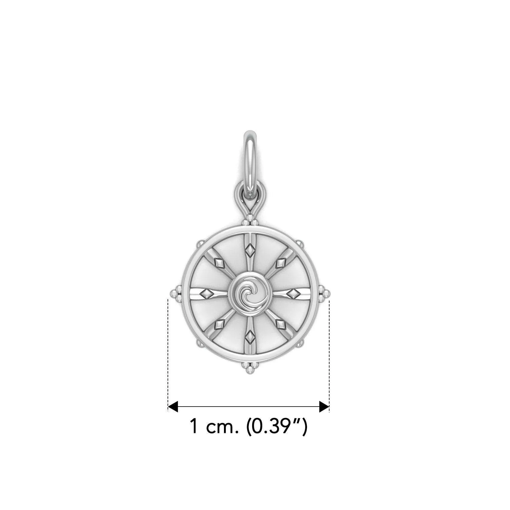 Ship Wheel with Wave Silver Charm TCM707