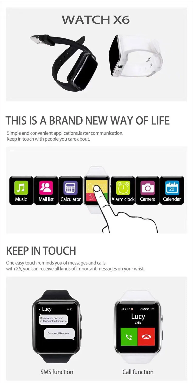 Silicone material strap smart watch