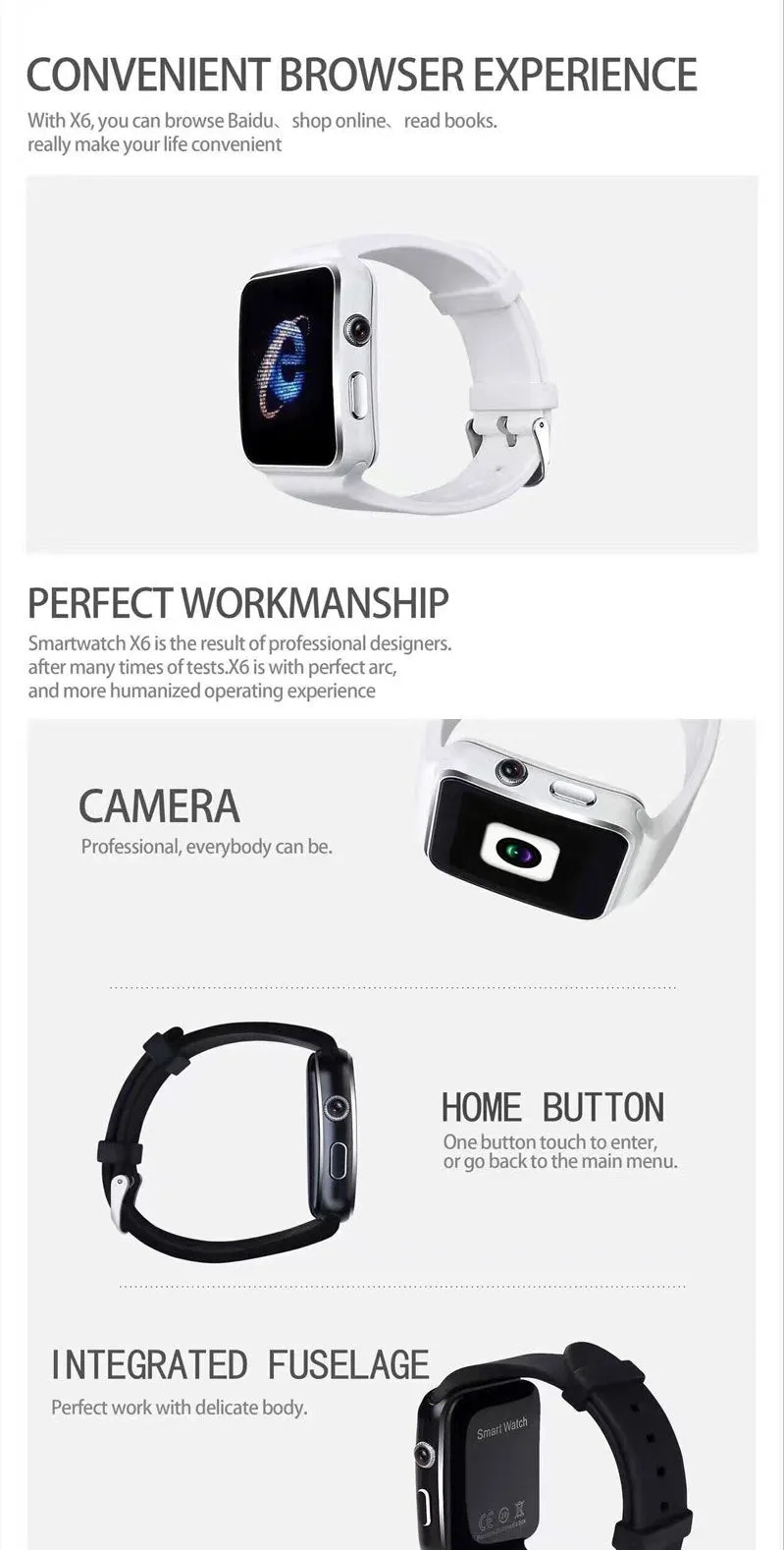 Silicone material strap smart watch