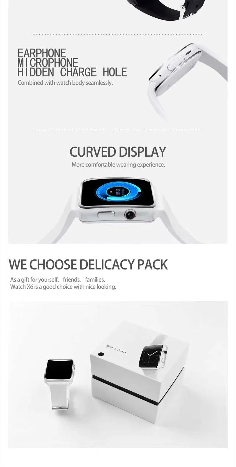 Silicone material strap smart watch