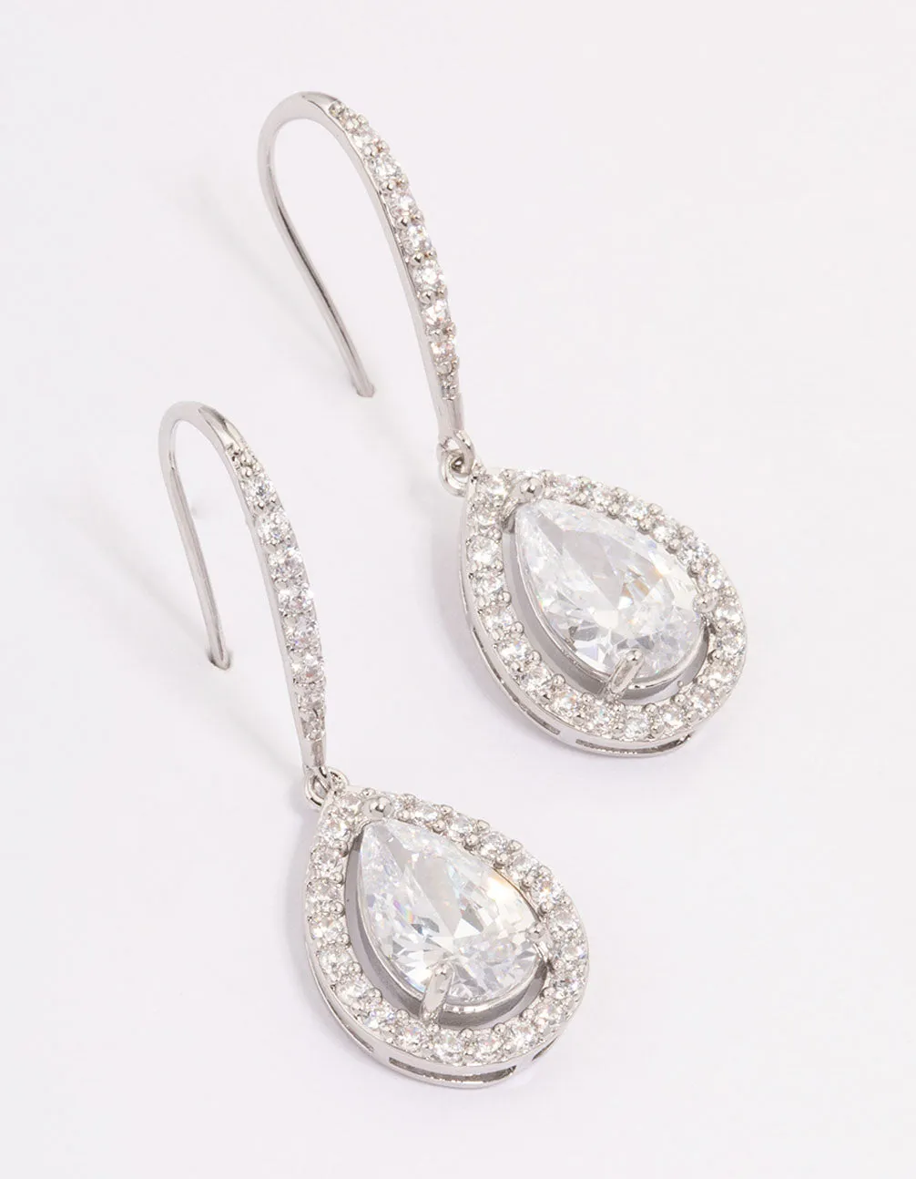 Silver Cubic Zirconia Teardrop Earrings