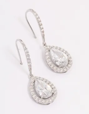 Silver Cubic Zirconia Teardrop Earrings