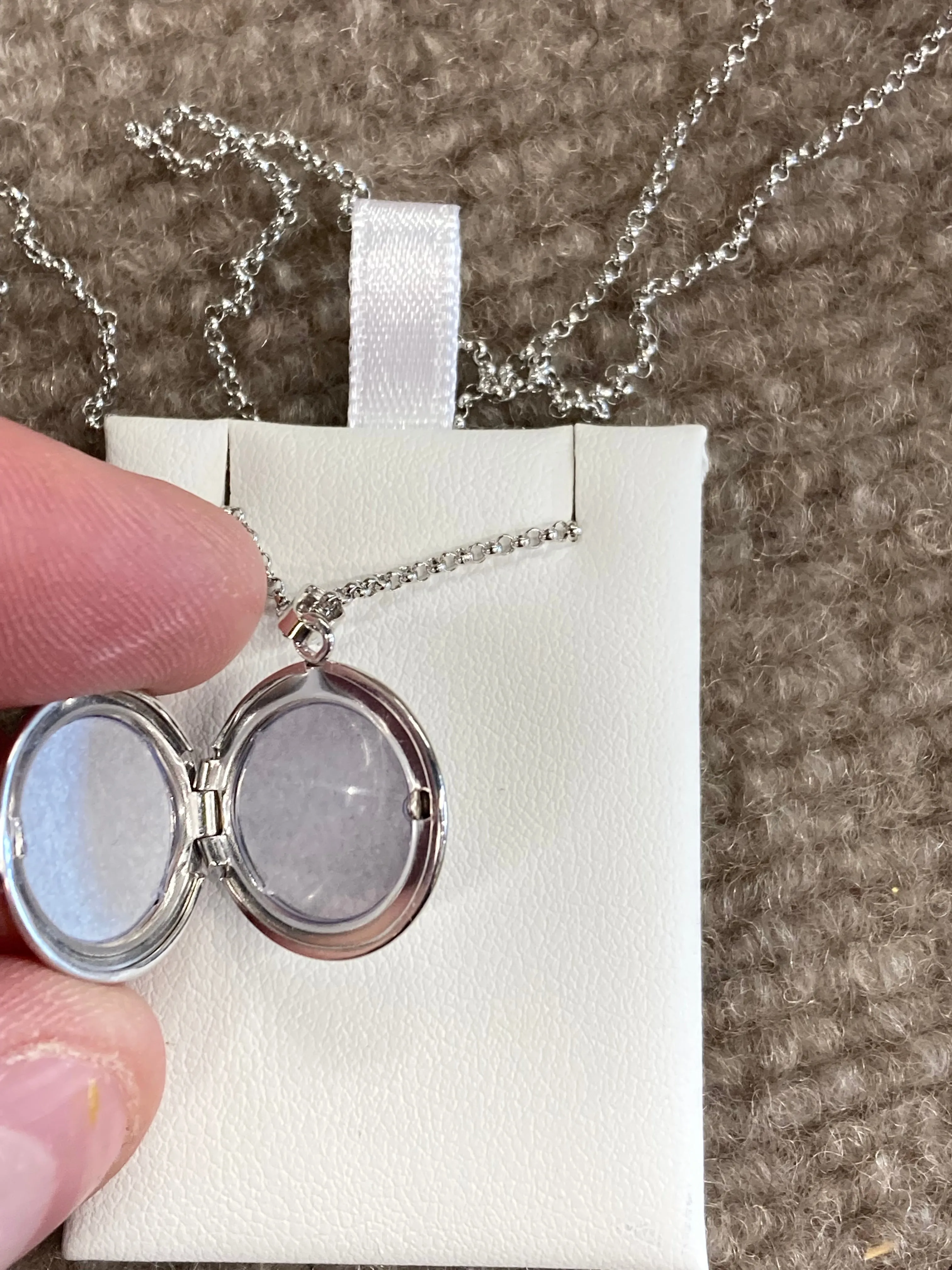 Silver Diamond Locket With Chain