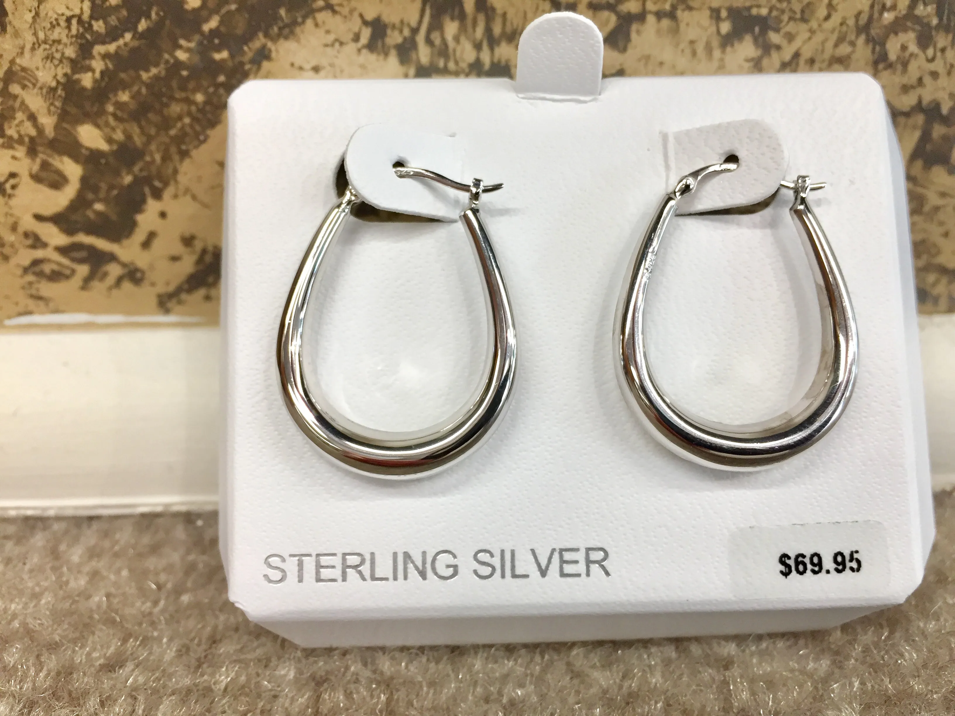 Silver Oval Hoop Earrings