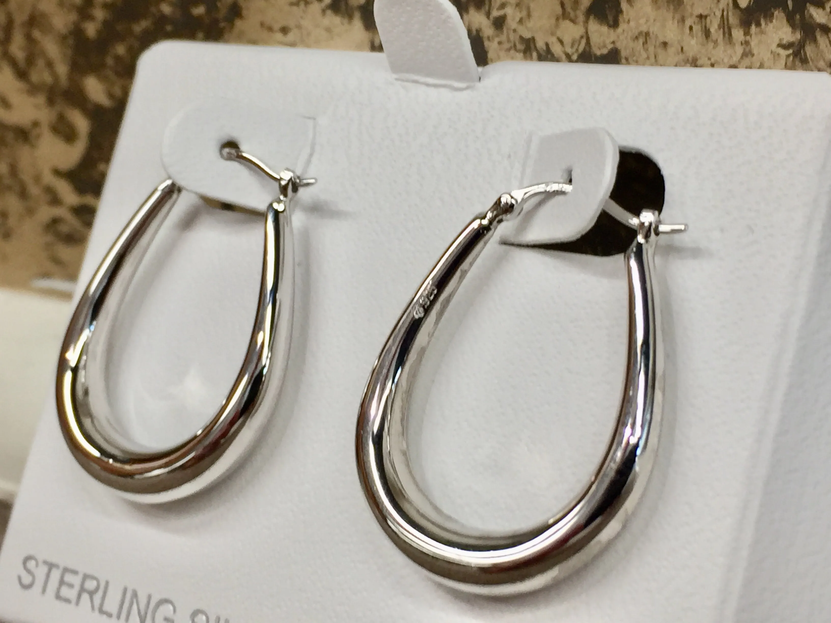 Silver Oval Hoop Earrings